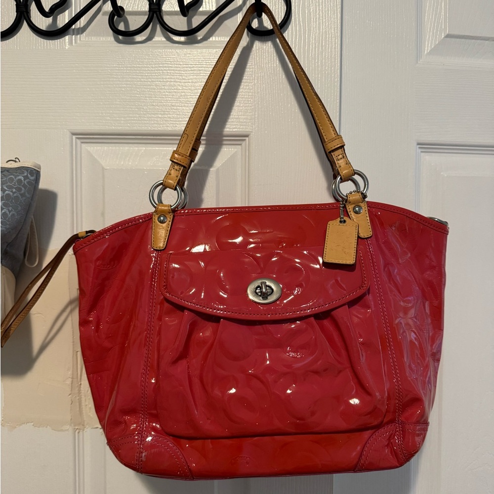 Coach patent leather medium tote
